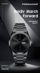 Relógio militar masculino POEDAGAR, à prova d'água, de luxo, com calendário semanal, quartzo, em aço inoxidável. Relógio de pulso masculino moderno.