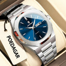 Relógio de pulso masculino POEDAGAR Fashion, luminoso, à prova d'água, em aço inoxidável, com data, dia da semana e movimento de quartzo, ideal para negócios.