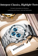 Relógio de pulso masculino POEDAGAR Fashion, cronógrafo, data, aço inoxidável, quartzo, à prova d'água, luminoso, para negócios.