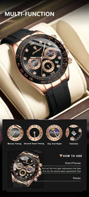 Relógio de pulso masculino de luxo POEDAGAR, cronógrafo, data, quartzo de alta qualidade, à prova d'água, luminoso, estilo militar.