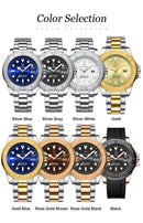 Relógio masculino de luxo POEDAGAR, à prova d'água, com data luminosa, em aço inoxidável, estilo esportivo e moderno, com mecanismo de quartzo.