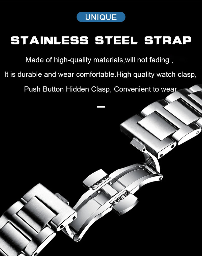 Relógio de pulso masculino de luxo POEDAGAR Square, à prova d'água, luminoso, com data, em aço inoxidável, relógio de quartzo para homens, ideal para negócios e esportes.