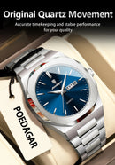 Relógio de pulso masculino POEDAGAR Fashion, luminoso, à prova d'água, em aço inoxidável, com data, dia da semana e movimento de quartzo, ideal para negócios.