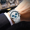 Relógio de pulso masculino POEDAGAR Fashion, cronógrafo, data, aço inoxidável, quartzo, à prova d'água, luminoso, para negócios.