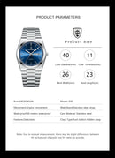 Relógio de luxo masculino POEDAGAR em aço inoxidável, à prova d'água, com luminescência, data e dia da semana, estilo casual, com mecanismo de quartzo.