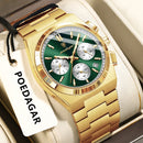 Relógio de pulso masculino POEDAGAR Fashion, cronógrafo, data, aço inoxidável, quartzo, à prova d'água, luminoso, para negócios.