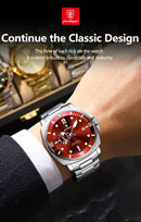 Relógio de pulso masculino POEDAGAR Fashion, cronógrafo, data, aço inoxidável, quartzo, à prova d'água, luminoso, para negócios.