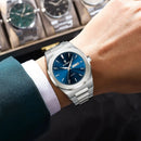 Relógio de pulso masculino POEDAGAR Fashion, luminoso, à prova d'água, em aço inoxidável, com data, dia da semana e movimento de quartzo, ideal para negócios.