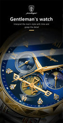 Relógio de pulso masculino de luxo POEDAGAR, cronógrafo, à prova d'água, luminoso, em aço inoxidável, de alta qualidade, para esportes, com mecanismo de quartzo.