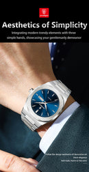 Relógio de pulso masculino POEDAGAR Fashion, luminoso, à prova d'água, em aço inoxidável, com data, dia da semana e movimento de quartzo, ideal para negócios.