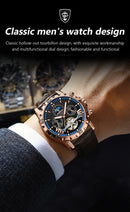 Relógio de pulso automático de luxo POEDAGAR, à prova d'água, luminoso, com data e dia da semana, em couro, para homens, com turbilhão e mecanismo mecânico.