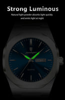 Relógio de pulso masculino POEDAGAR Fashion, luminoso, à prova d'água, em aço inoxidável, com data, dia da semana e movimento de quartzo, ideal para negócios.
