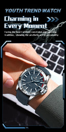 Relógio de pulso masculino POEDAGAR Original, de luxo, à prova d'água, com luz, data e dia da semana, para homens, quartzo, esportivo, com pulseira de couro.