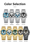 Relógio de pulso masculino POEDAGAR Fashion, cronógrafo, data, aço inoxidável, quartzo, à prova d'água, luminoso, para negócios.