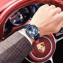 Relógio masculino POEDAGAR Original Fashion, luminoso, à prova d'água, cronógrafo, data, pulseira de couro, quartzo, esportivo.