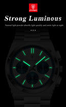 Relógio de pulso masculino POEDAGAR Fashion, cronógrafo, data, aço inoxidável, quartzo, à prova d'água, luminoso, para negócios.