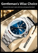 Relógio de pulso masculino POEDAGAR Fashion, luminoso, à prova d'água, em aço inoxidável, com data, dia da semana e movimento de quartzo, ideal para negócios.