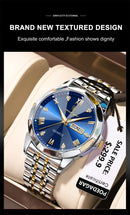 Relógio masculino de luxo POEDAGAR, à prova d'água, em aço inoxidável, com indicador de data e dia da semana, design moderno e elegante para negócios, com mecanismo de quartzo.