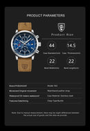 Relógio de pulso masculino POEDAGAR, de luxo, esportivo, à prova d'água, cronógrafo, luminoso, com data, em couro, para negócios.