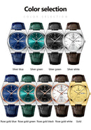 Relógio de pulso masculino de luxo POEDAGAR, moderno e elegante, à prova d'água, com data e dia da semana luminosos. Relógio masculino simples para negócios, de quartzo, com pulseira de couro.