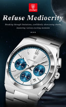 Relógio de pulso masculino POEDAGAR Fashion, cronógrafo, data, aço inoxidável, quartzo, à prova d'água, luminoso, para negócios.