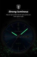 Relógio de luxo masculino POEDAGAR em aço inoxidável, à prova d'água, com luminescência, data e dia da semana, estilo casual, com mecanismo de quartzo.