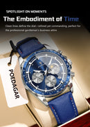 Relógio masculino POEDAGAR Original Fashion, luminoso, à prova d'água, cronógrafo, data, pulseira de couro, quartzo, esportivo.